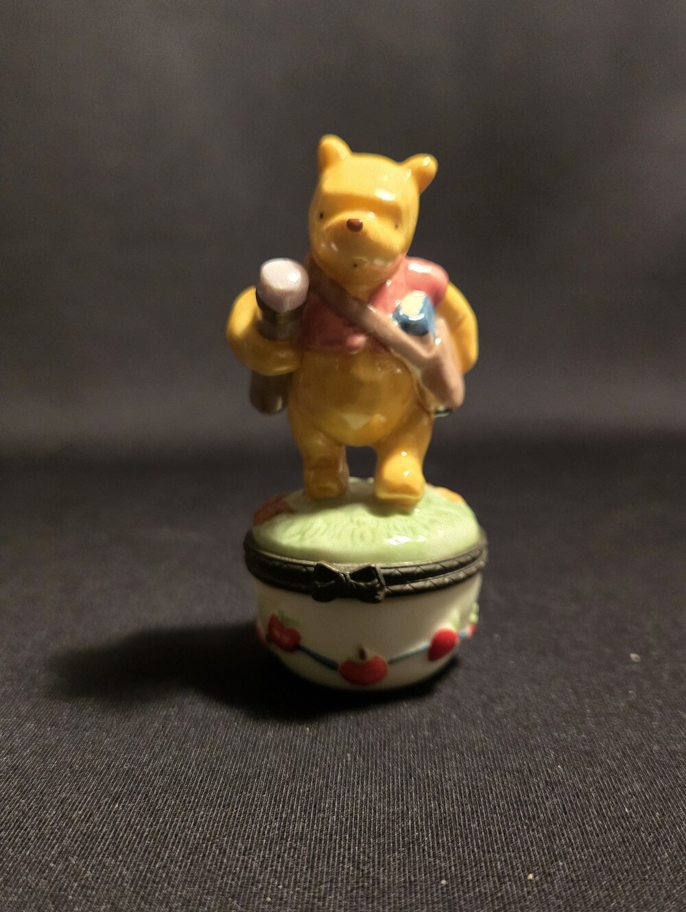 Porcelain Hinged Box Midwest Cannon Falls Disney Pooh Schoolbook And Pencil.